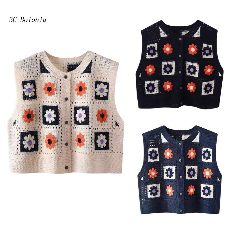 [PC] Áo Crop Top Không Tay Thêu Hoa Rỗng Kiểu Pháp Ngọt Ngào Mùa Hè Cho Nữ Gi