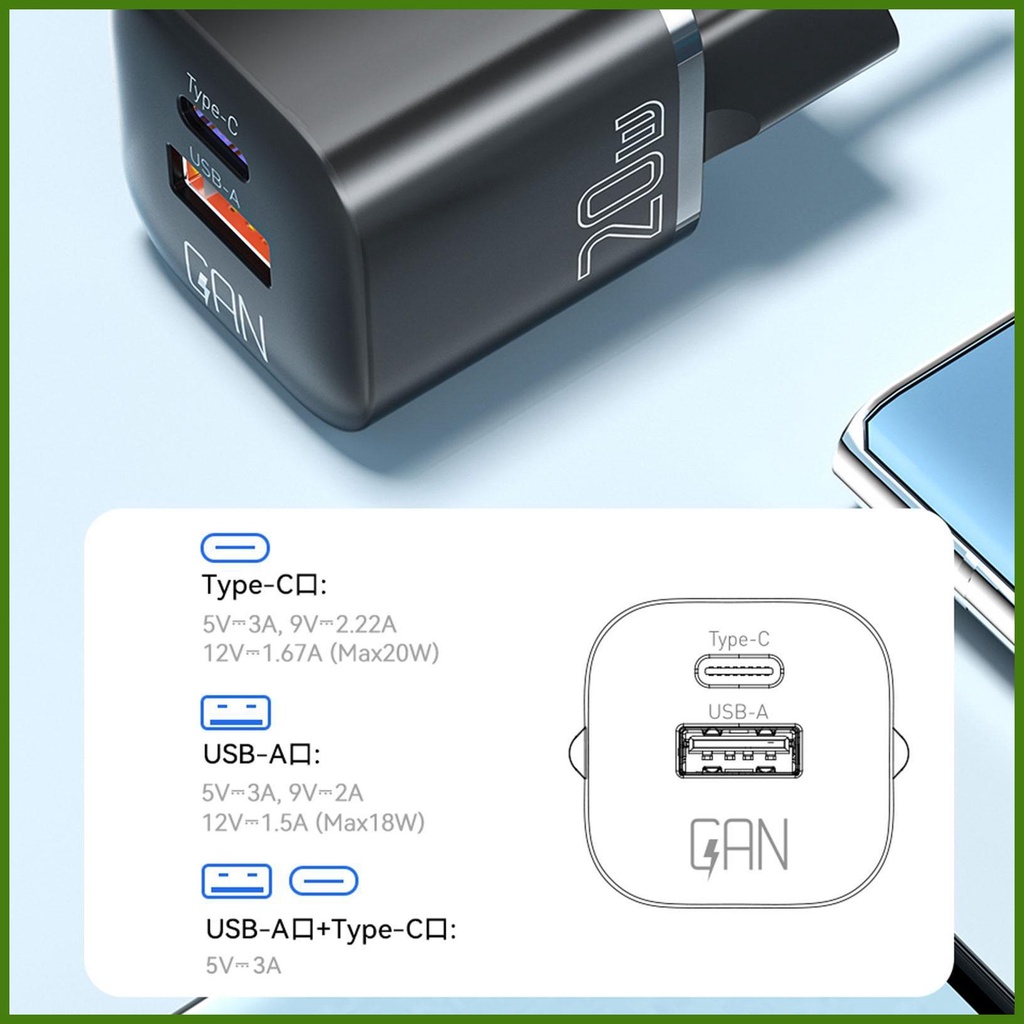 Cốc Sạc Nhanh USB C Phích Cắm EU Tiện Dụng Cho Điện Thoại