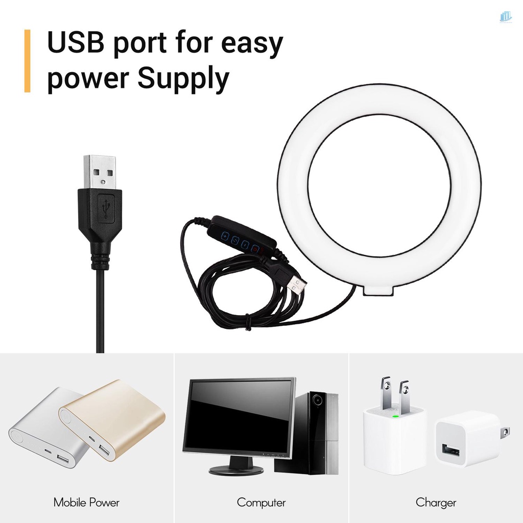 Vòng Đèn LED Mini 6 Inch 3 Chế Độ Điều Chỉnh Được Kèm Kẹp Linh Hoạt Với Bộ Chuyển Đổi Đầu Bi Cố Định Video Trực Tiếp