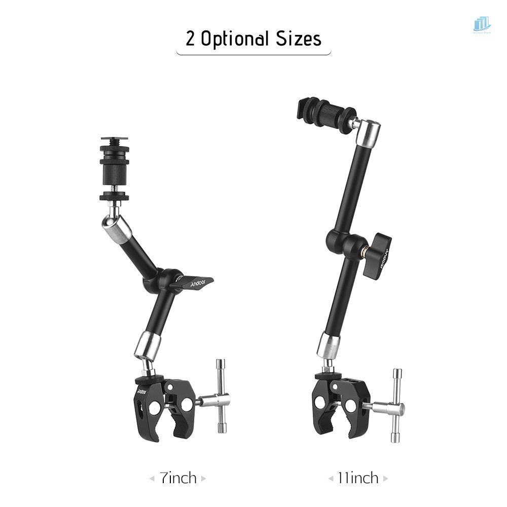 Cánh Tay Ma Sát Andoer 7 "Bằng Thép Không Gỉ Cách Điện Với Thanh Kẹp Có Thể Điều Chỉnh Cho Camera DSLR Rig / Monitor / Đèn LED / Flash / Micro