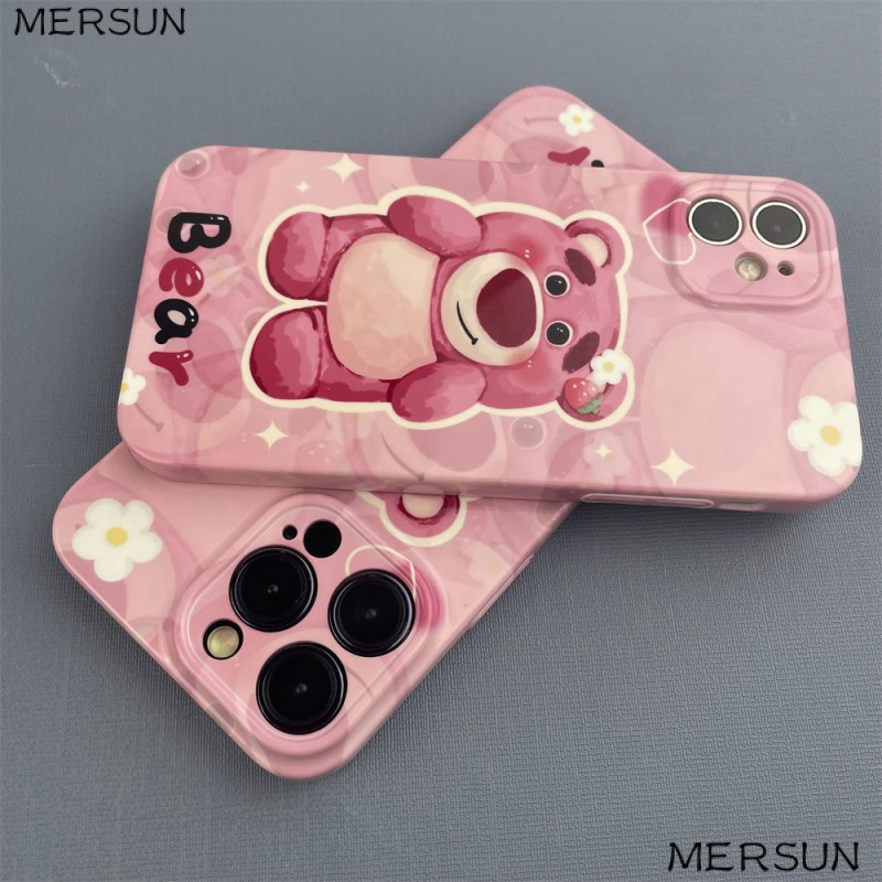Ốp Điện Thoại Họa Tiết Chú Gấu Và Dâu Tây Dễ Thương Cho Iphone1314pro11 8 xsmax plus12