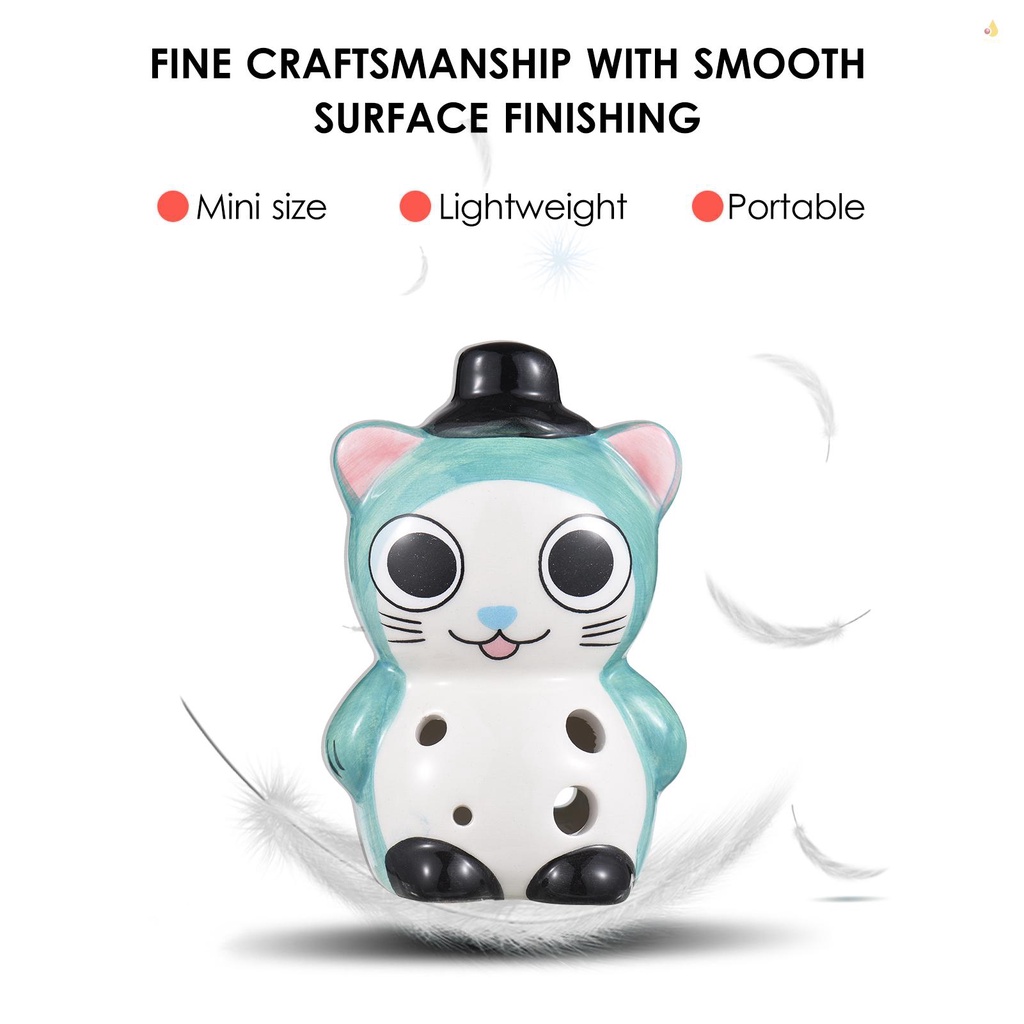 Nhạc Cụ Ocarina Gốm 6 Lỗ Có Dây Đeo Hình Động Vật Dễ Thương