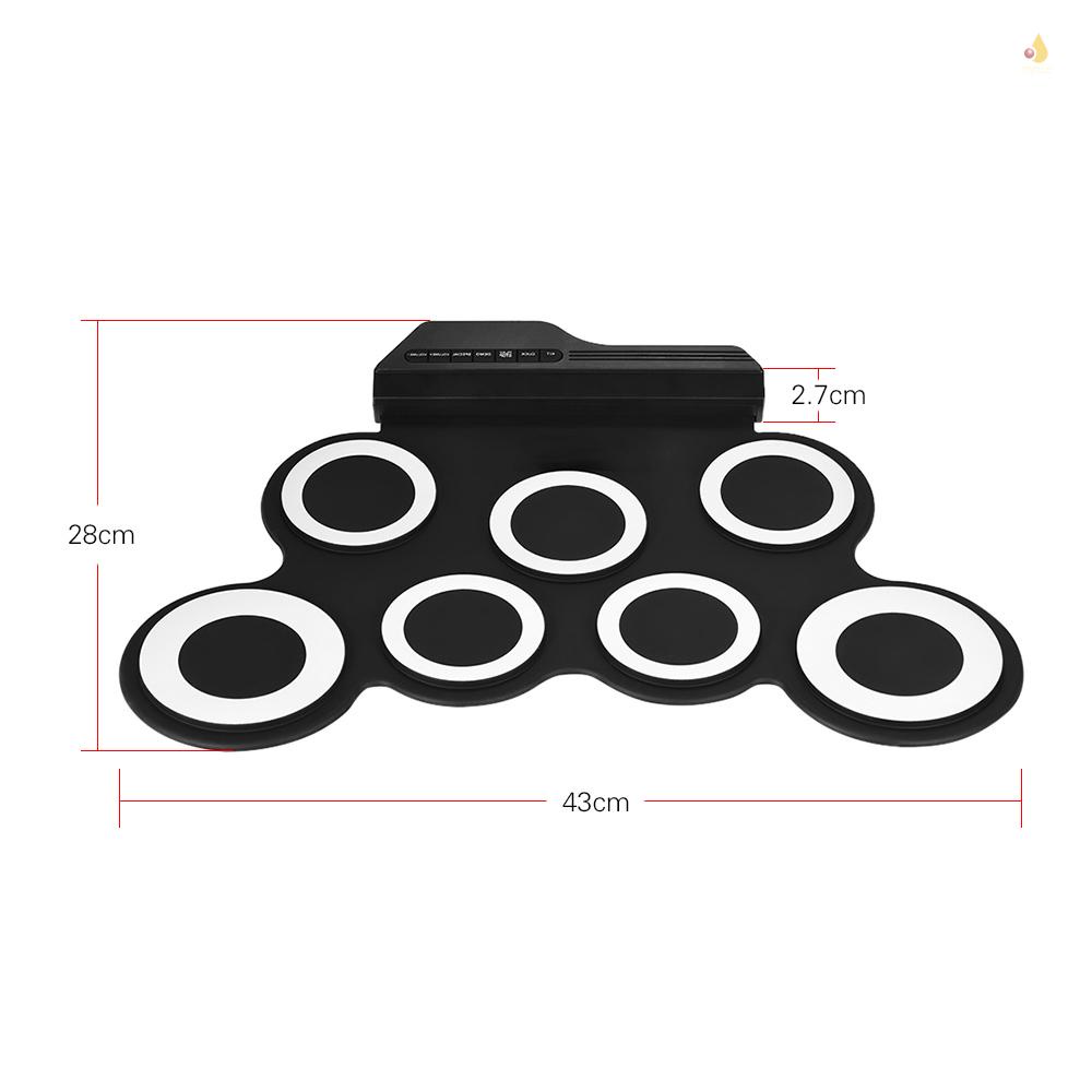 Bộ Trống Cuộn Điện Tử 7 Kích Thước Nhỏ Gọn Bằng Silicon Kèm Dùi Trống Và Bàn Đạp Chân Cổng USB 3.5mm Luyện Tập Cho Người Mới Bắt Đầu