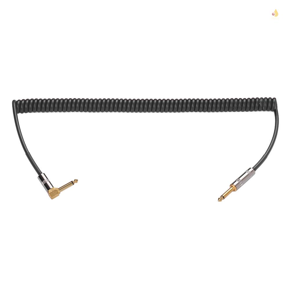 Dây Cáp Xoăn Âm Thanh Đàn Guitar Bằng PU Mạ Vàng 1 / 4 Inch Thẳng Góc Phải Phích Cắm TS