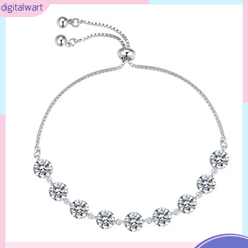 Vòng Đeo Tay Đính Hạt Tròn Màu Bạc Lấp Lánh Thời Trang Dành Cho Nữ