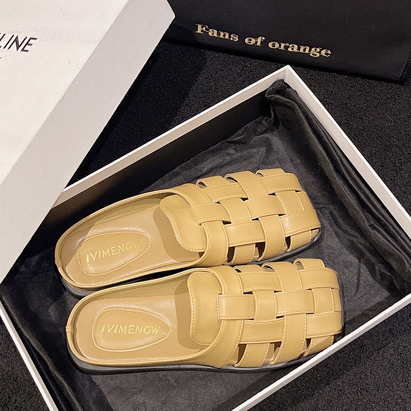 Dép Bít Mũi Đế Bằng Phong Cách roman Thời Trang Cho Nữ