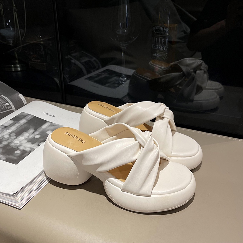 Dép Quai Chéo Đế Dày Phong Cách retro Thời Trang Đi Biển Cho Nữ