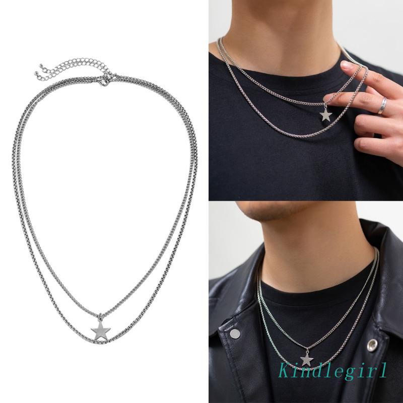 Vòng cổ Choker Nhiều Lớp Mặt Ngôi Sao Năm Cánh Đơn Giản Thời Trang Hip hop