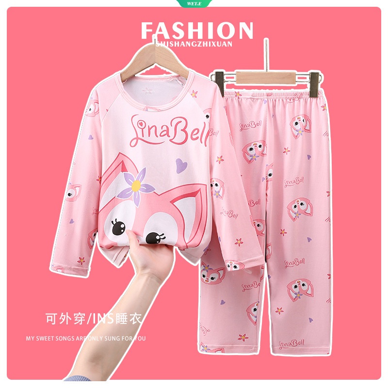 Bộ Đồ Ngủ Tay Dài In Hoạt Hình Hello Kitty Phong Cách Hàn Quốc Thời Trang Xuân Thu 2023 Cho Bé