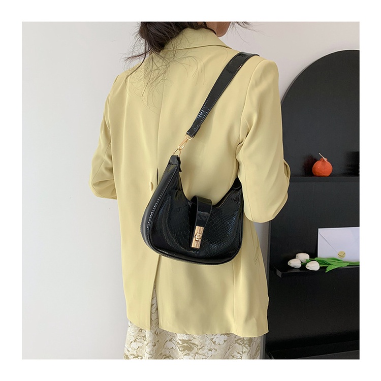 Túi Xách JASMIN NOIR Đeo Vai Cỡ Nhỏ Họa Tiết Da Rắn Có Khóa Kiểu Hàn Quốc Cho Nữ