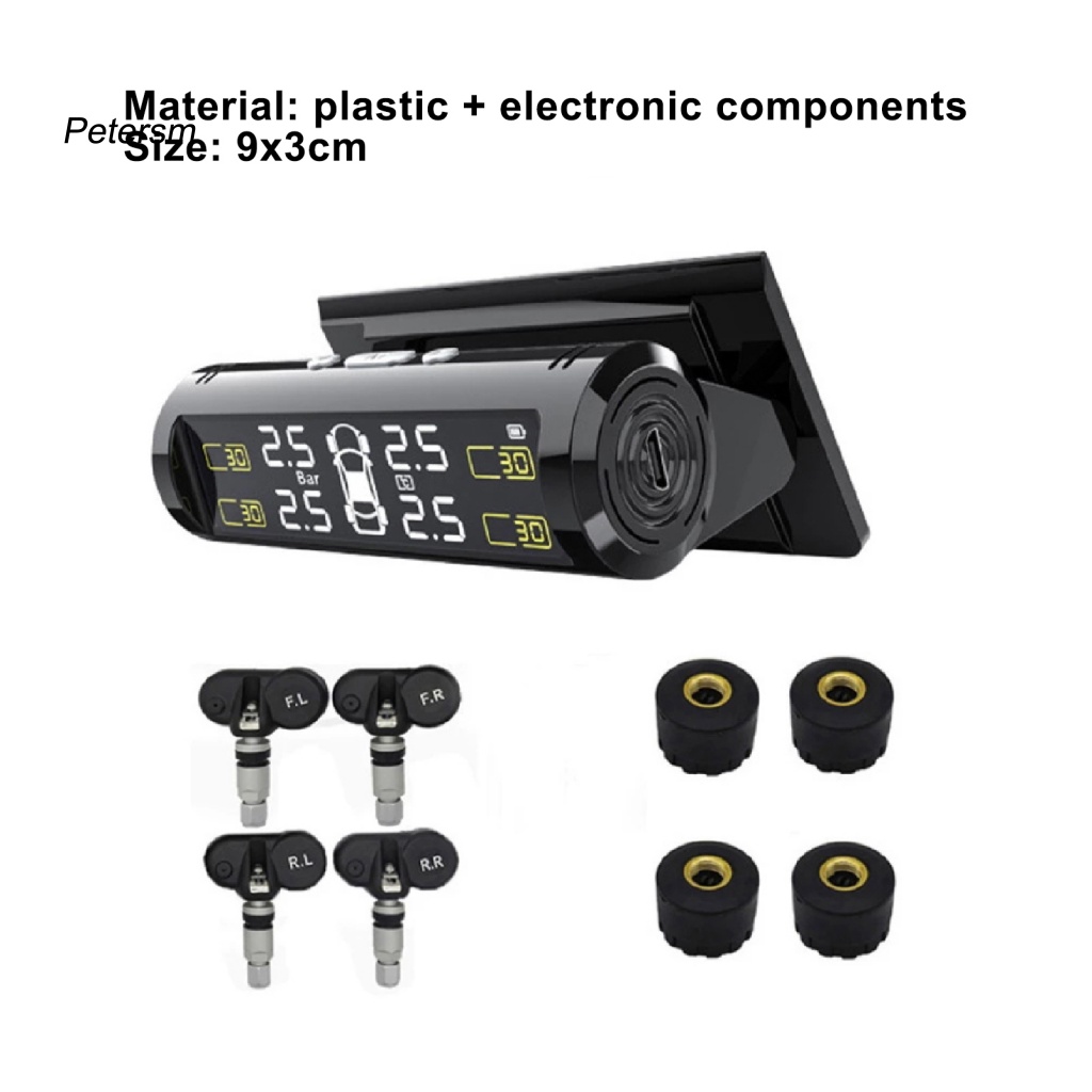 1 Bộ Máy Dò Áp Suất Lốp Xe T5 Có Màn Hình LCD Dễ Lắp Đặt Bằng Năng Lượng Mặt Trời