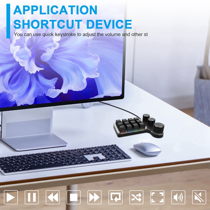 Lập trình Macro Custom Knob Bàn phím 12 Phím Sao chép Dán Nút Mini