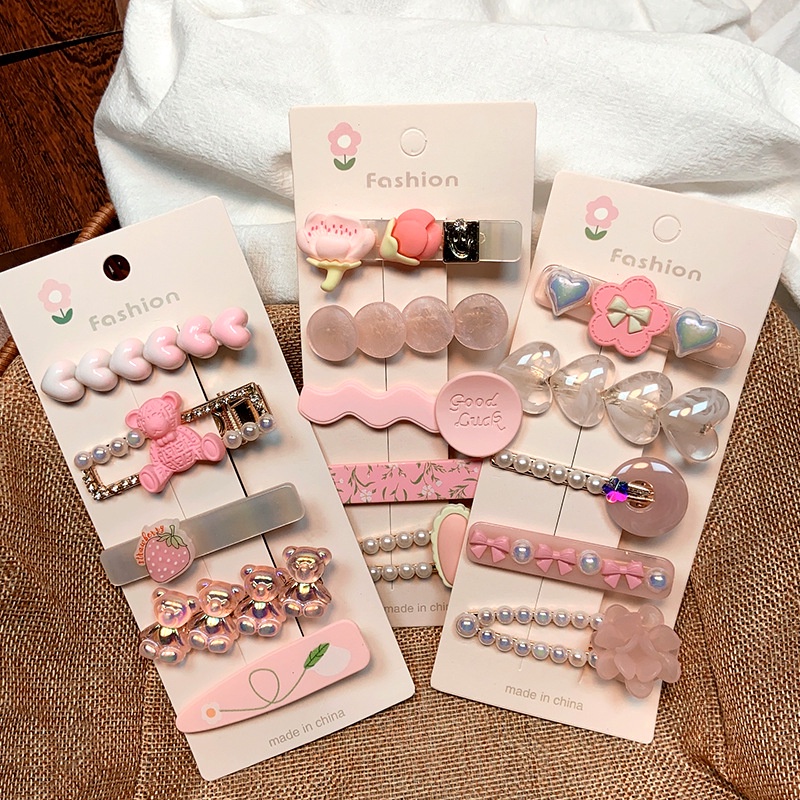 Bộ Kẹp Tóc Đính Đá &amp; Ngọc Trai Dễ Thương Thời Trang Năm 2023 Cho Bé Gái