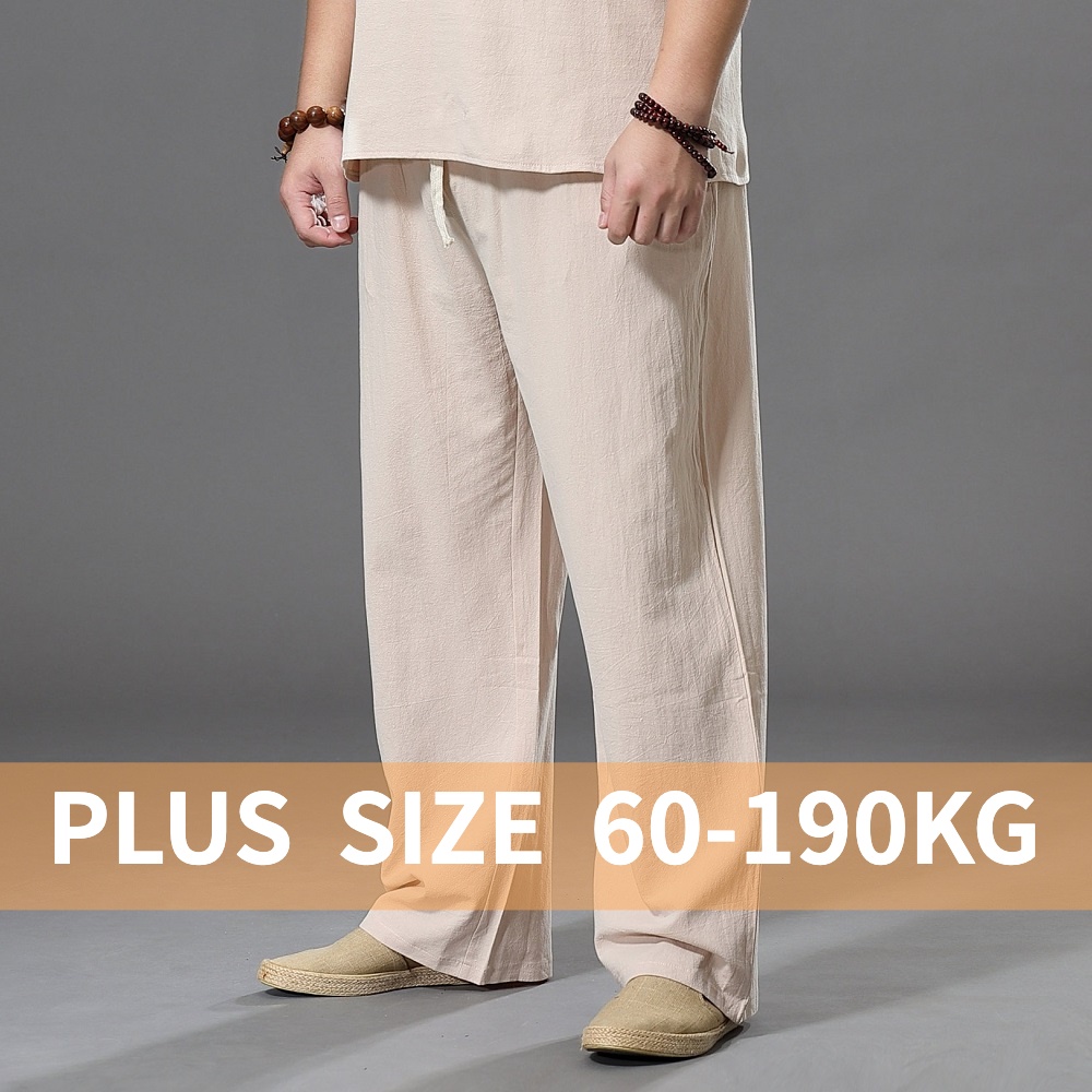 Quần Jogger Nam Vải Lanh Cotton Ống Rộng 9XL 7XL 8XL 5XL