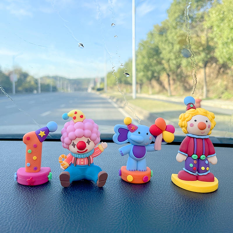 Cute Circus Clown Car Decoration Car Interior Accessories Car Center Console Decoration Supplies Collection High-End skQT