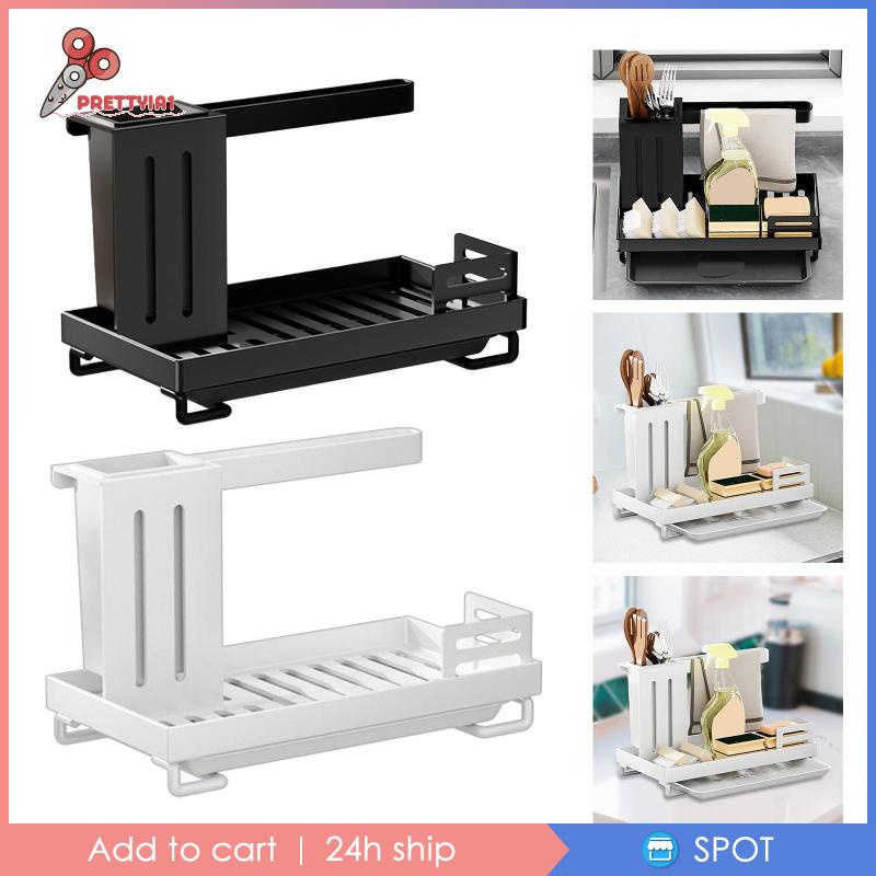 [Prettyia1] Giỏ Đựng Xà Phòng / Bàn Chải / Dĩa Rửa Chén Gắn Bồn R