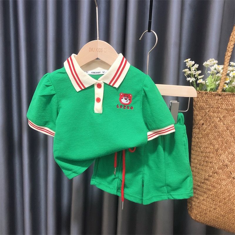 bộ đồ bé gái mùa hè,bộ 2 dây bé gái,Set Áo Thun polo Ngắn Tay Và Quần short Thời Trang Cho Bé Gái