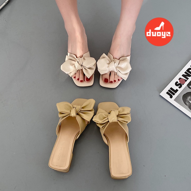 Dép Xỏ Ngón Đế Dày Đính Nơ Phong Cách Pháp Thời Trang Mùa Hè Dành Cho Nữ 2022