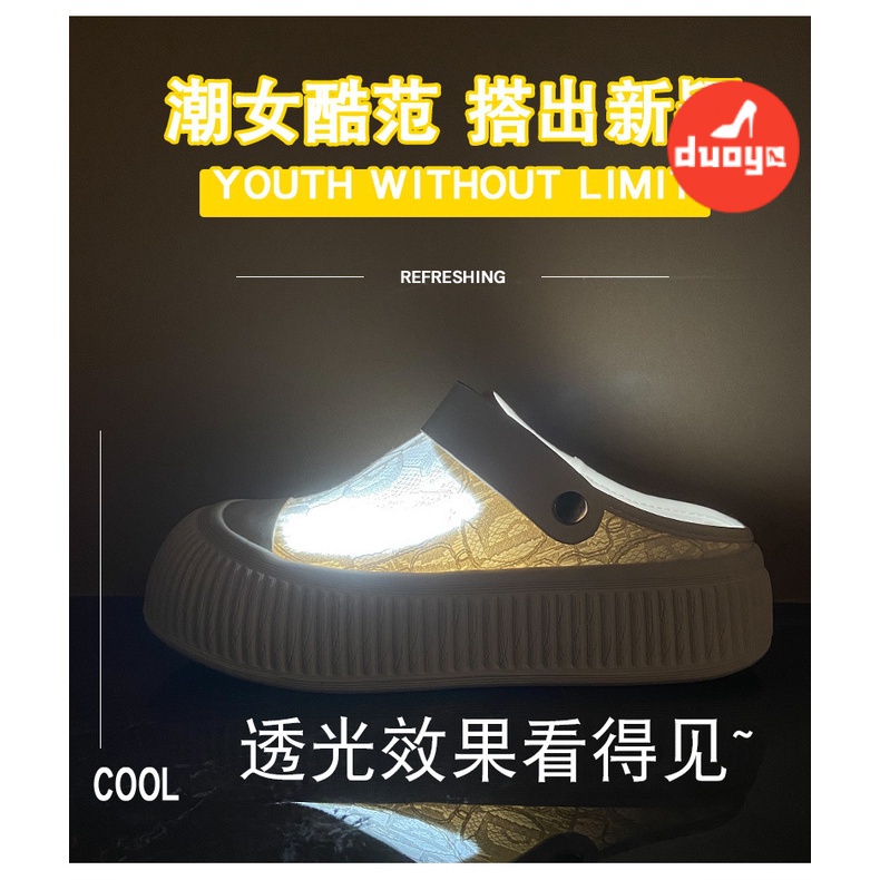 Duoya Tóc Thẳng ~ [Hàng Có Sẵn] Dép Sandal Đế Dày Hở Ngón Quai Ngang Hai Đầu Dễ Thương Phong Cách Hàn Quốc Cho Nữ