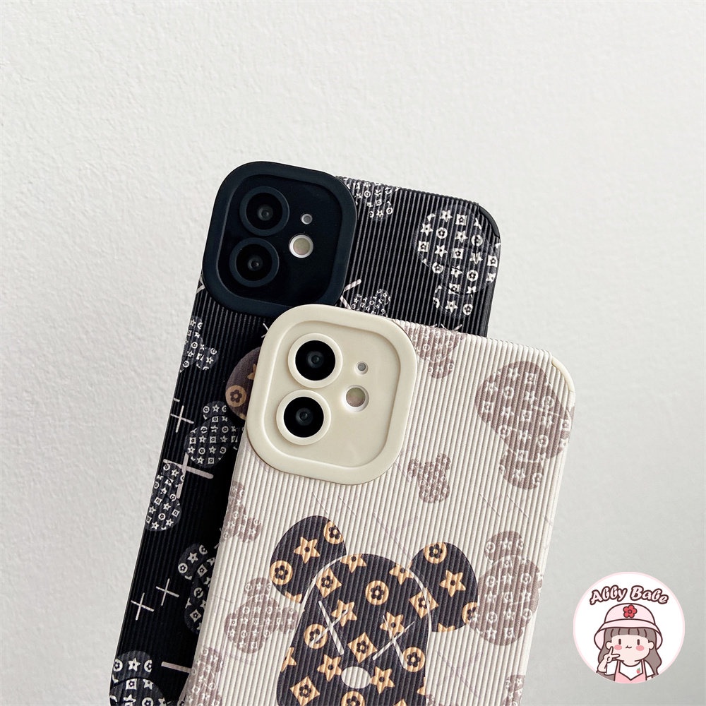 Ốp Điện Thoại Da Giả Viền TPU Dẻo Màu Trắng In Hình Kaws Cho IPhone 14 Pro Max 11 12 11 Pro Max X XS 7Plus