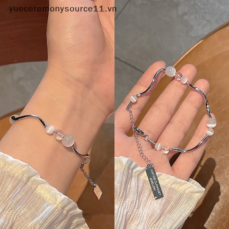 Vòng Tay Chuỗi Hạt Ngọc Mắt Mèo Tối Giản Sáng Tạo Phong Cách Retro Hàn Quốc Cho Nữ