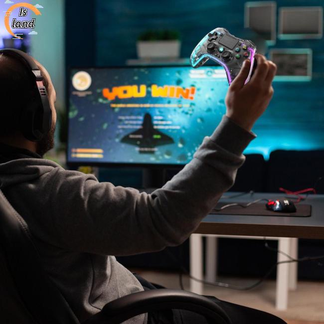 Tay Cầm Chơi Game Bluetooth Không Dây Có Đèn RGB Cho Ps4
