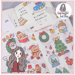 Set 6 tờ stickers lớn chủ đề Giáng Sinh / Merry Chrismas dùng để trang trí