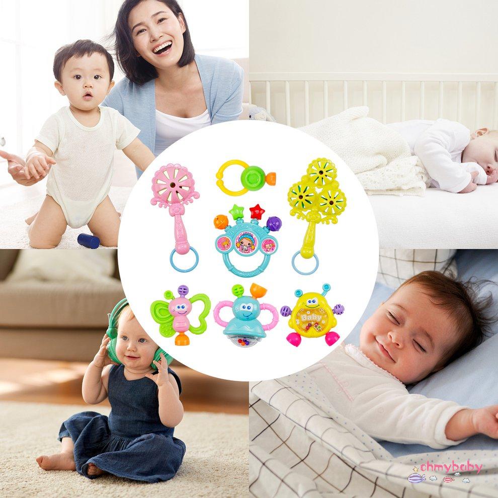 [Trong kho] 7 Cái/bộ Đồ Chơi Trẻ Em Cầm Tay Lắc Chuông Thú Vị Giáo Dục Lục Lạc Màu Sắc An Toàn Quà Tặng Cho [P/16]