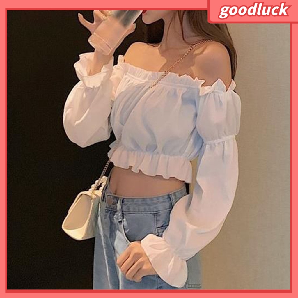 Áo Thun Tay Phồng Trễ Vai Thời Trang Dành Cho Nữ