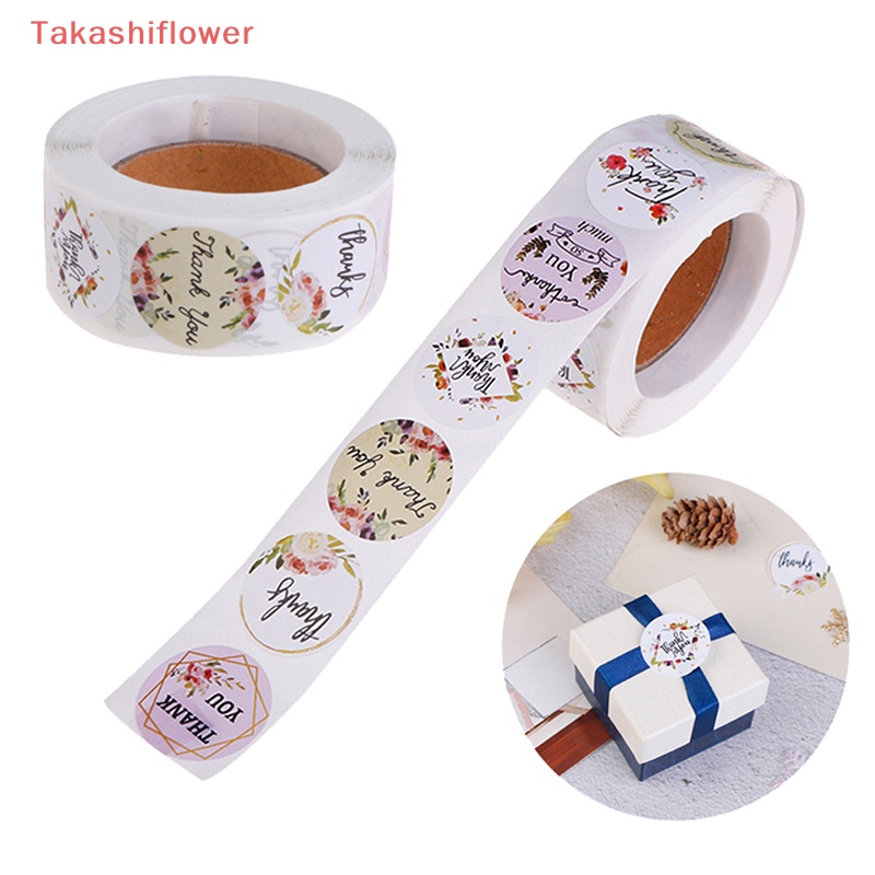 Cuộn 500 Miếng Dán Trang Trí Hình Tròn In Chữ Thank You Độc Đáo