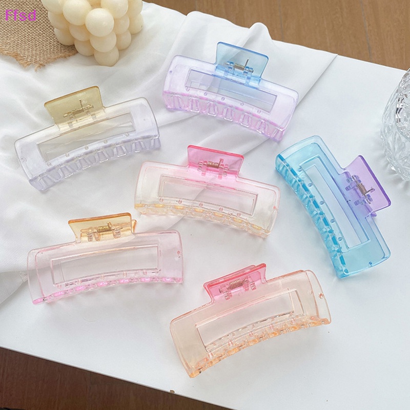 Kẹp Tóc Càng Cua Bằng Nhựa Trong Suốt Màu Gradient Kiểu Hàn Quốc Thanh Lịch