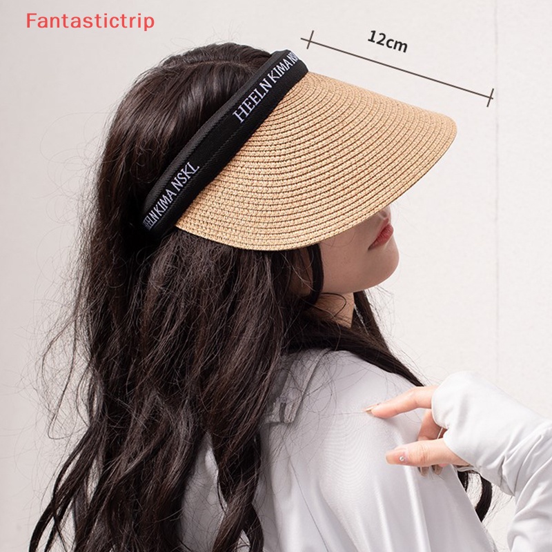 [Fantastictrip] Mũ Cói Chống Nắng / Tia UV Hở Chóp Gấp Lại Được Hợp Thời Trang Đi Biển Du Lịch Dành Cho Nữ Mới
