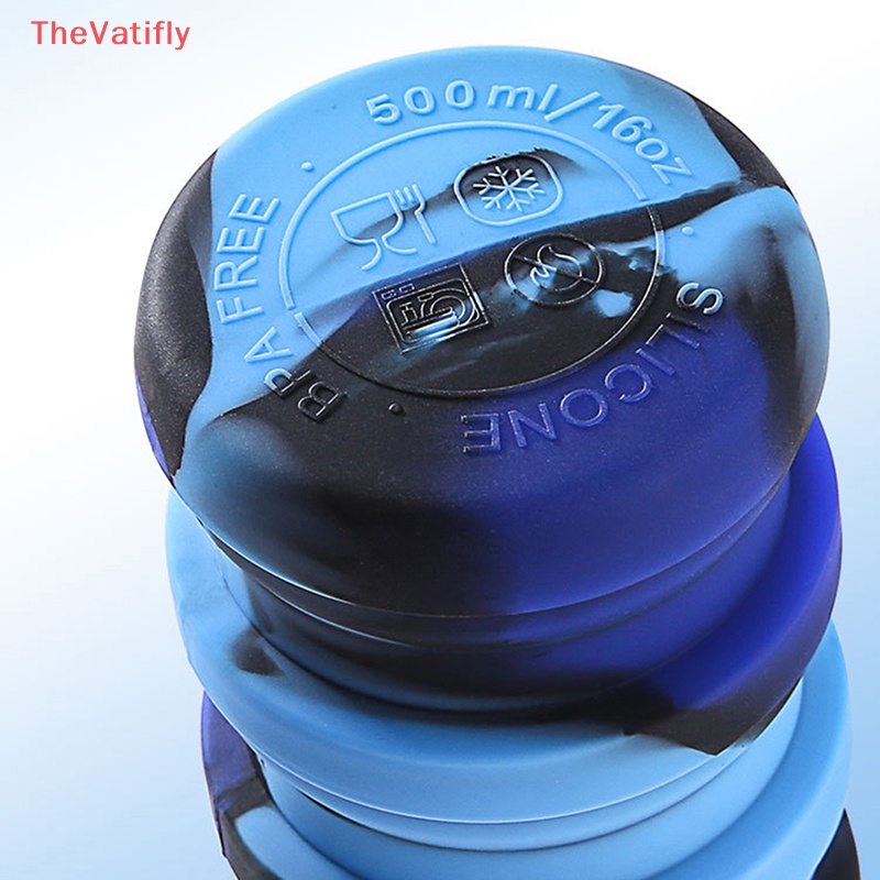 Bình Nước Silicone 500ML Họa Tiết Rằn Ri Có Thể Gấp Gọn Tiện Dụng Mang Theo Du Lịch / Leo Núi