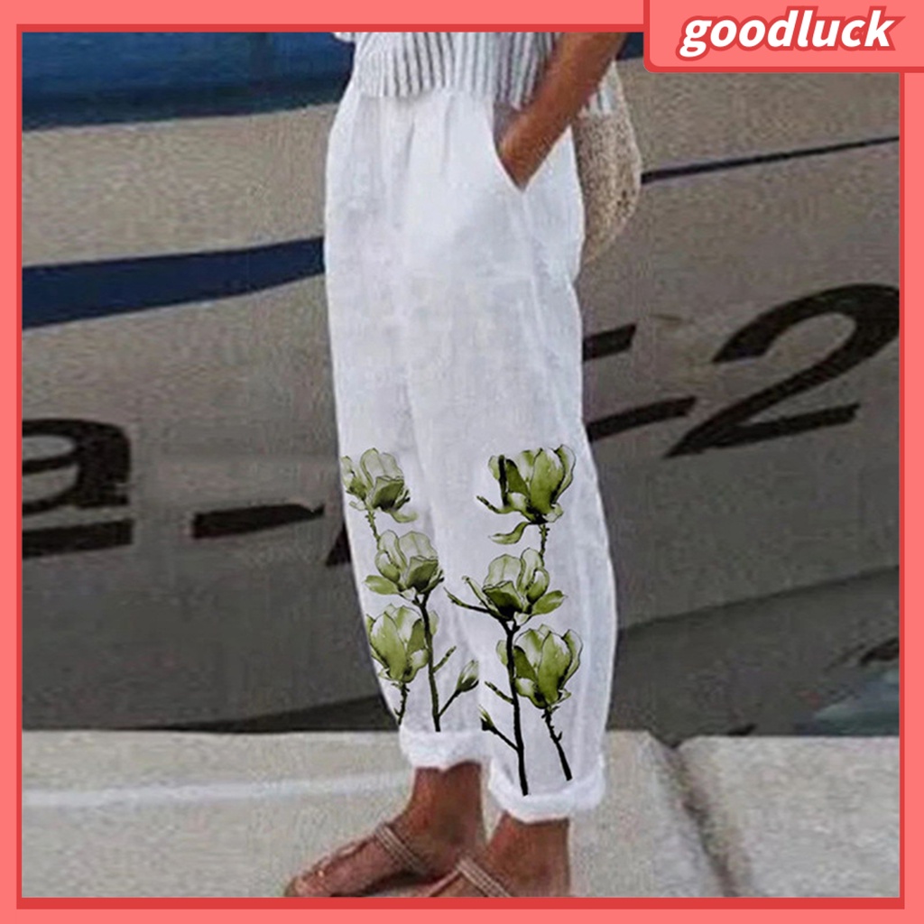 [ULK] Quần Harem Dáng Rộng In Họa Tiết Hoa Có Túi Thời Trang Mùa Hè Cho Đi Biển