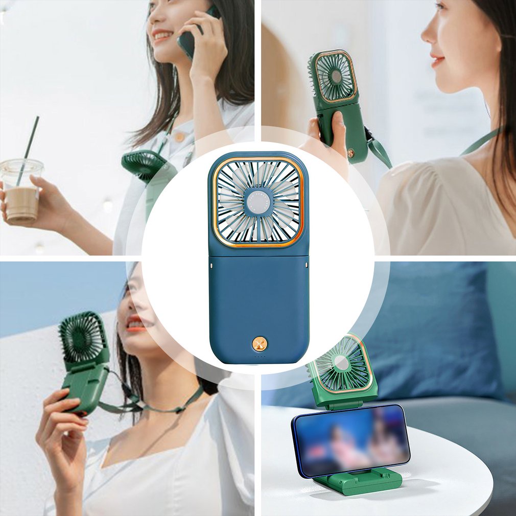 Portable Fan Rechargeable Mini Folding Low Noise Summer Cooler Household Bedroom Office Desktop Hang Fans [Q/9]