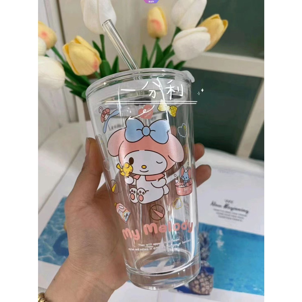 SANRIO Cốc Uống Nước Họa Tiết Hoạt Hình My Melody Hello Kitty Kuromi Cinnamoroll Pochacco 401-500ml