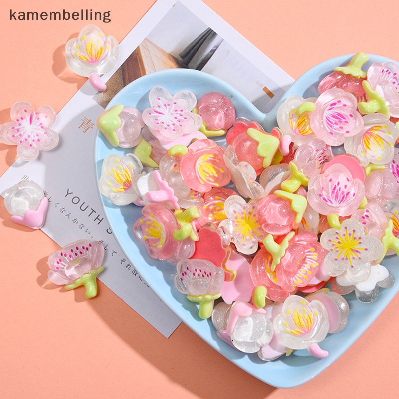 Set 10 Hoa Anh Đào Mini Bằng Nhựa Resin Trang Trí Ốp Điện Thoại