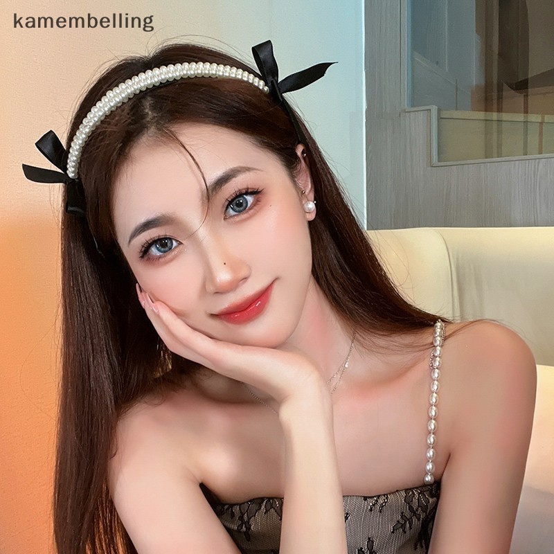 Băng Đô Nơ Đen Đính Ngọc Trai Thời Trang Cho Nữ