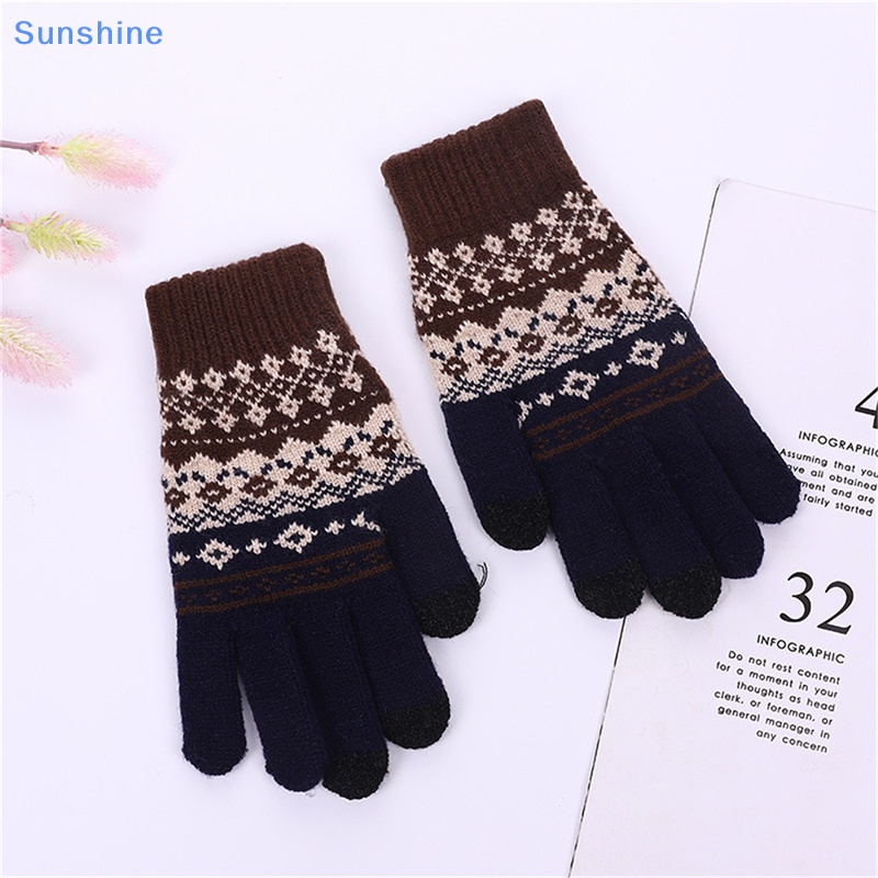 Găng Tay Len Hở Ngón Giữ Ấm Mùa Đông Có Thể Chạm Màn Hình Cảm Ứng Thời Trang