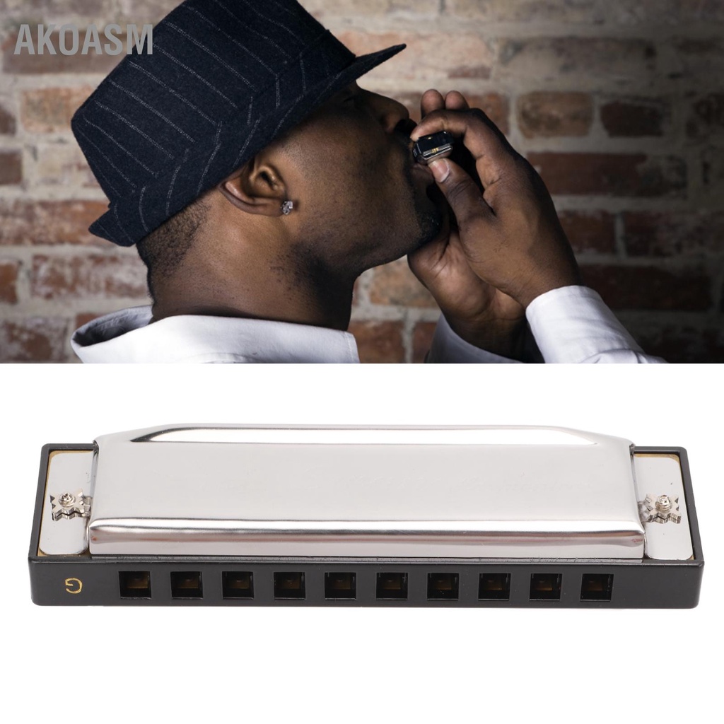 AKOASM G Key Harmonica 10 Lỗ 20 Giai Điệu Miệng Đàn Organ Chống Rỉ Sét Ăn Mòn Di Động Dành Cho Trẻ Em Mới Bắt Đầu