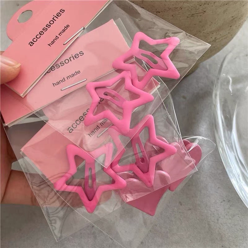 Set 6 Kẹp Tóc Hình Ngôi Sao / Trái Tim / Ngôi Sao Nhỏ Dễ Thương Phong Cách Hàn Quốc Cho Bé Gái