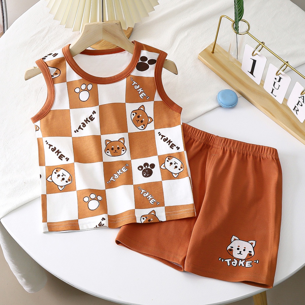 Bộ Áo Thun Sát Nách + Quần Đùi Cotton Thời Trang Cho Bé Trai 2841