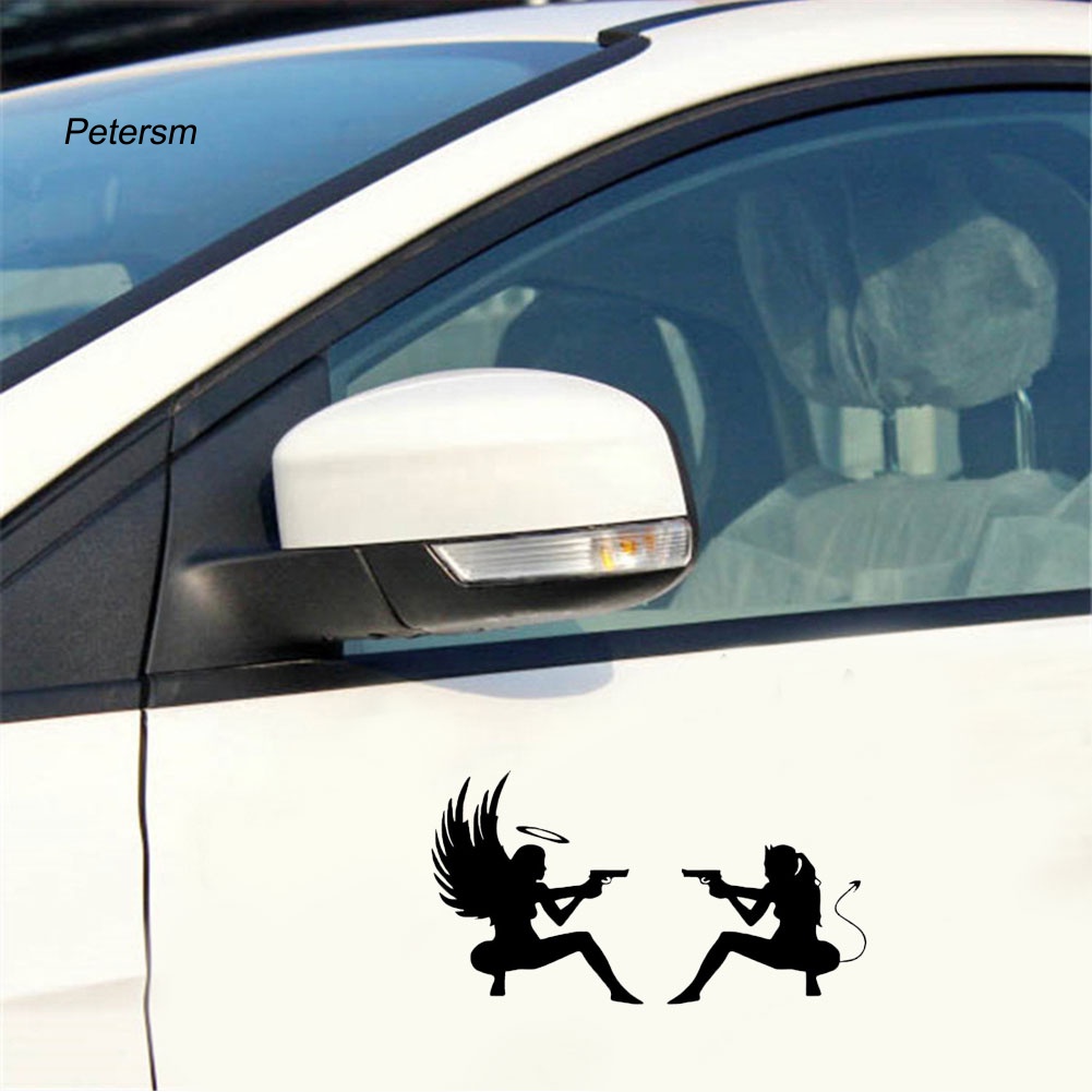 Đề Can Dán Cửa Sổ Xe Hơi Phản Quang Bằng PP Hình Thiên Thần Ác Quỷ Gợi Cảm
