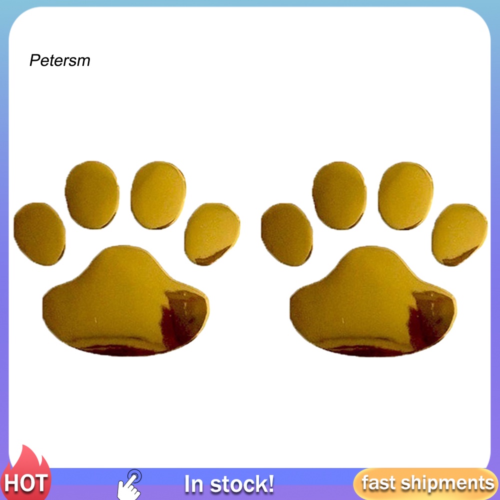 Set 2 Miếng Dán 3D Trang Trí Xe Ô Tô Hình Dấu Chân Chó Ngộ Nghĩnh