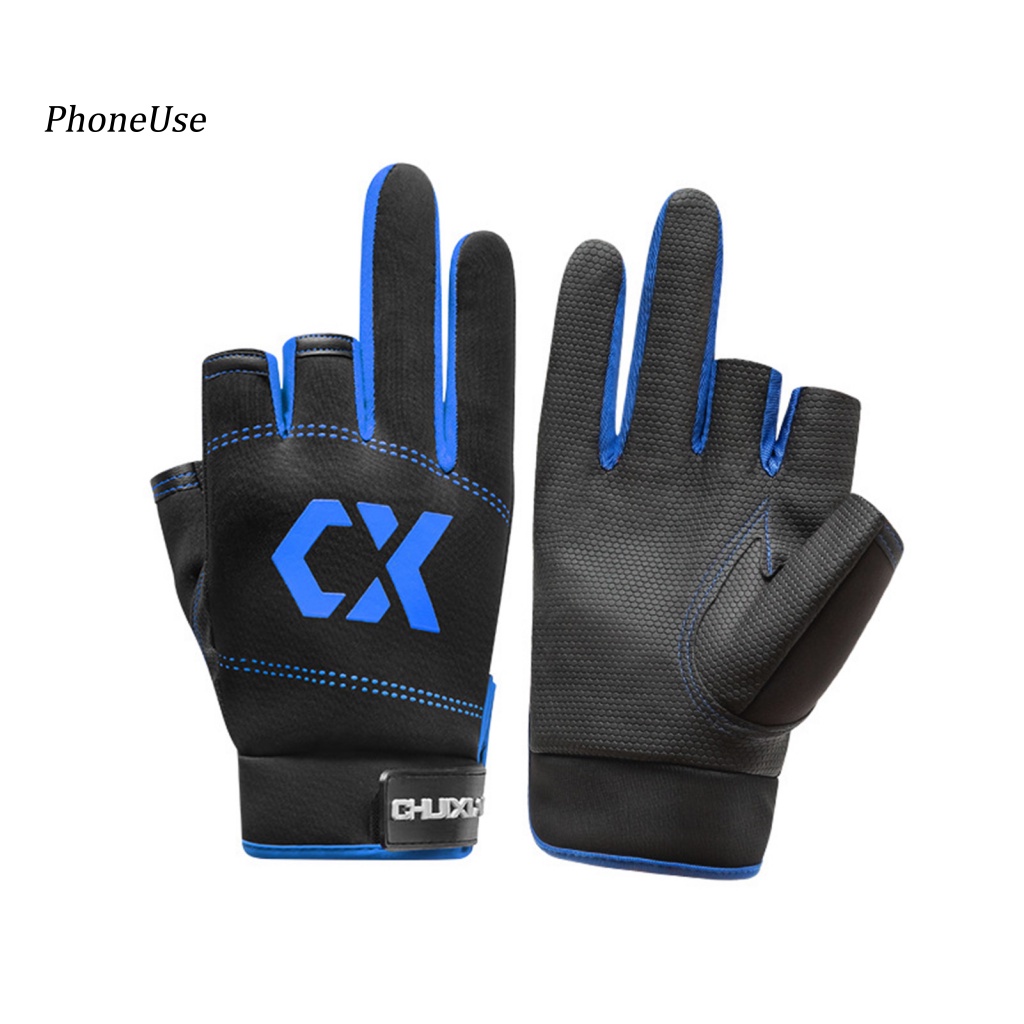 Găng Tay Nửa Ngón Bằng PU Chống Nước Chống Trượt Dùng Câu Cá Ngoài Trời