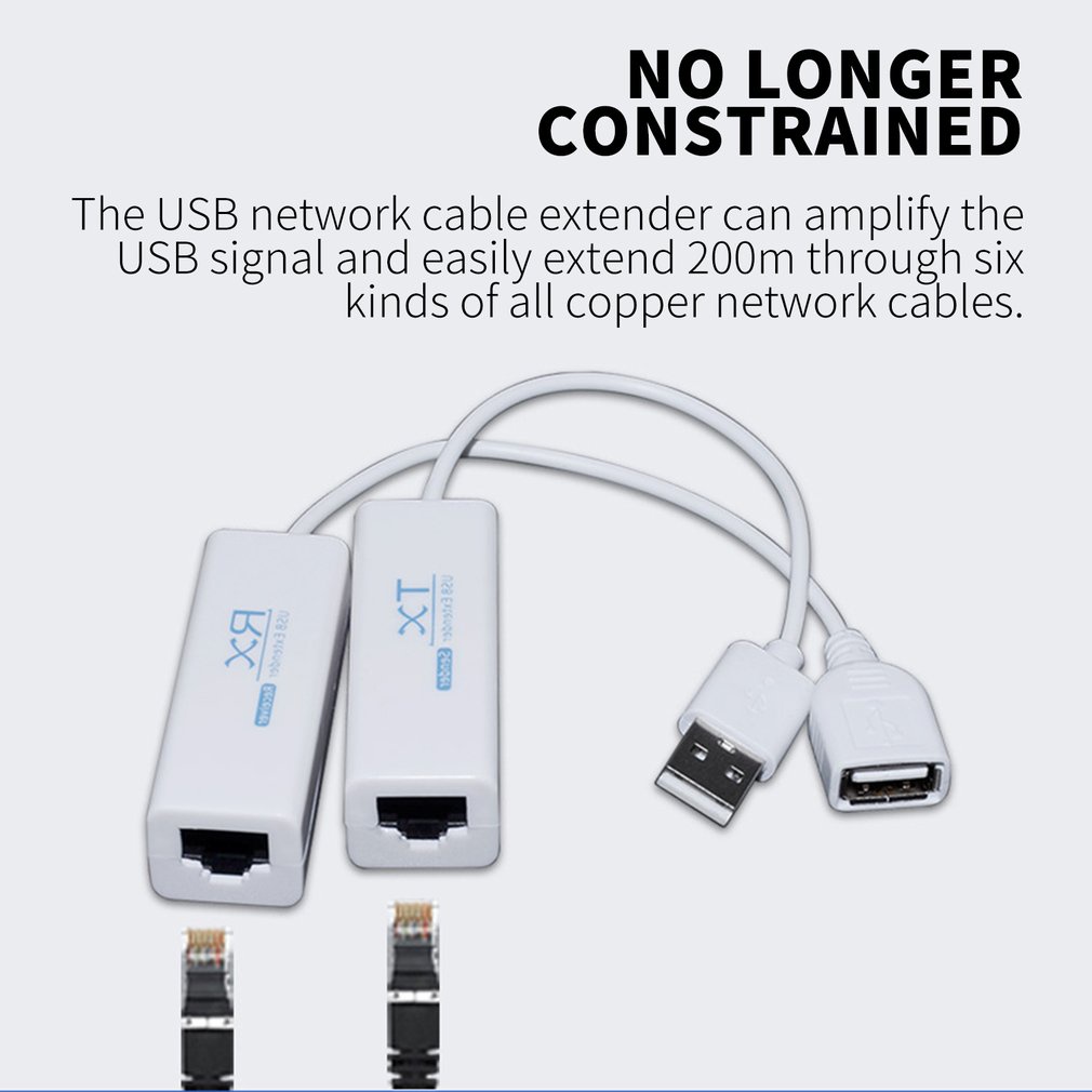 Usb 2.0 200M Extender Over Rj45 Ethernet Cable Usb2.0 Extension Adapter Tx Rx Sender Receiver [Q/2]
