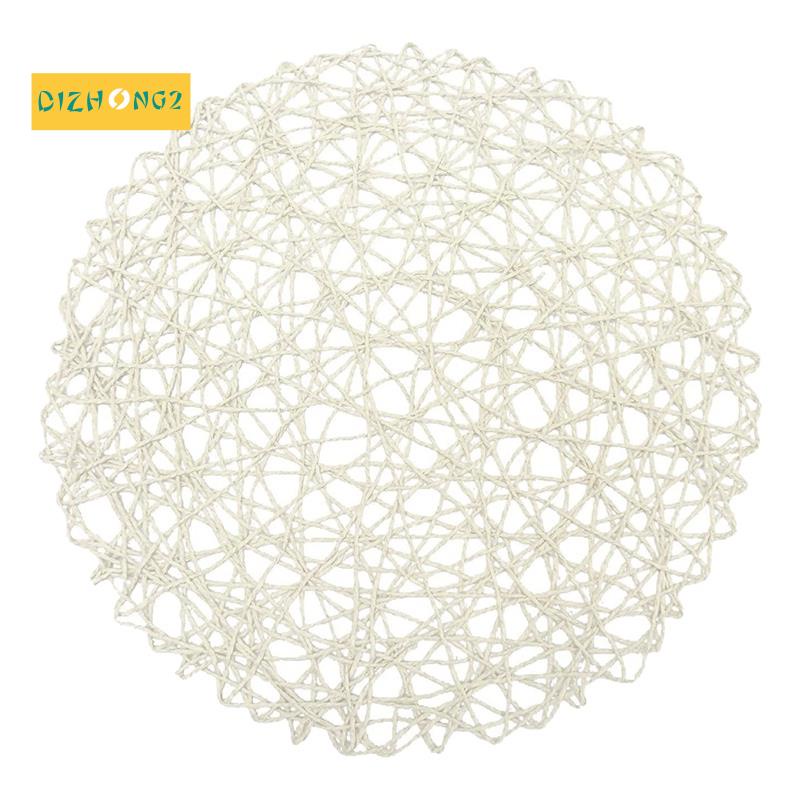 Bộ 12 Tấm Thảm Tròn Sợi Giấy Bện Tự Nhiên 15 inch Màu Trắng Trang Trí Tiệc Tùng