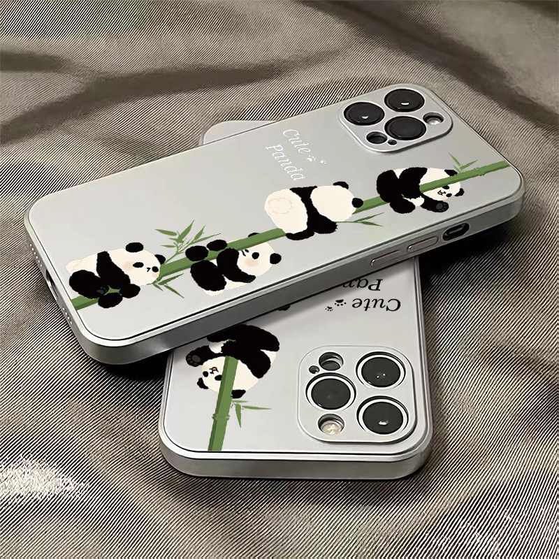 Ốp Điện Thoại TPU Silicon Mềm Mạ Điện Hình Gấu Trúc Chống Sốc Cho IPhone 14 13 12 Pro Max 11 XS XR X 8 + 7 6S Plus