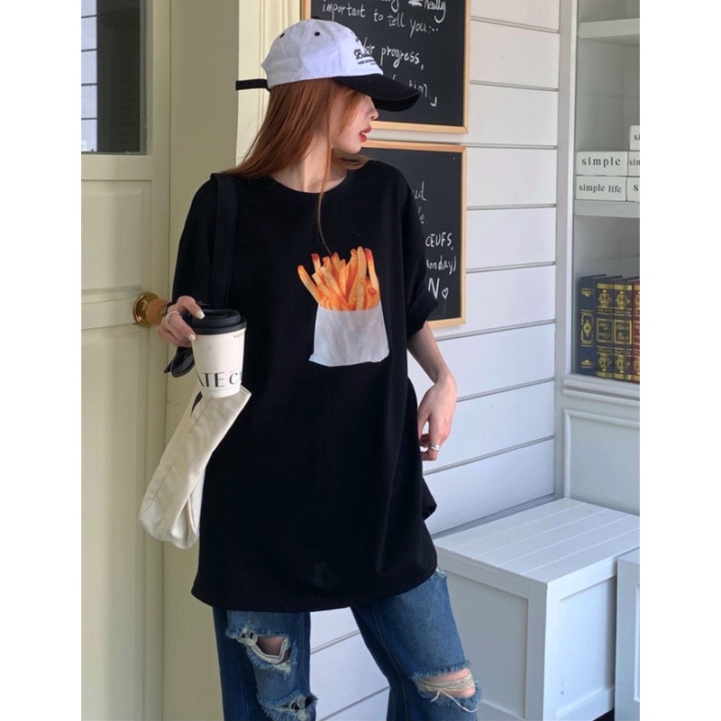 Áo Thun Ngắn Tay Dáng Rộng In Họa Tiết Vui Nhộn Thời Trang Mùa Hè