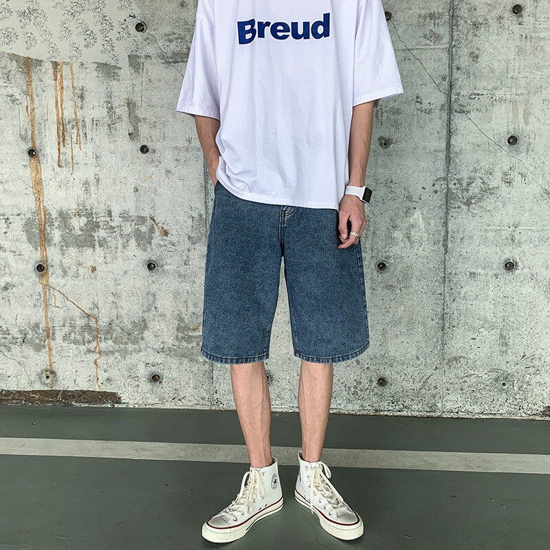 Quần Short Denim Dáng Rộng Thời Trang Đa Năng Cho Nam